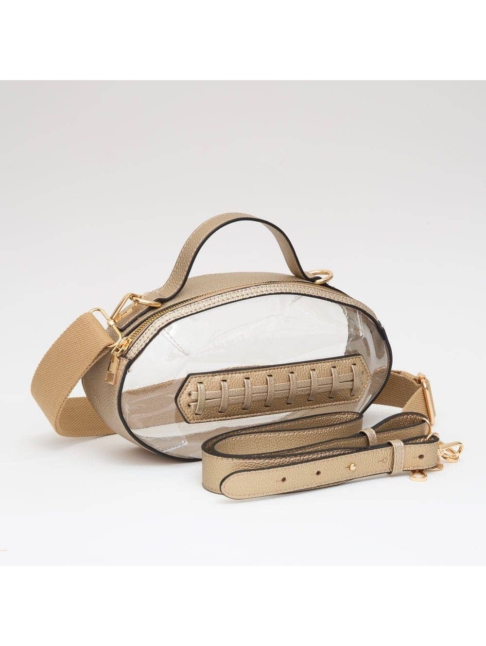 Clear Football Game Day Crossbody Bag Gold
